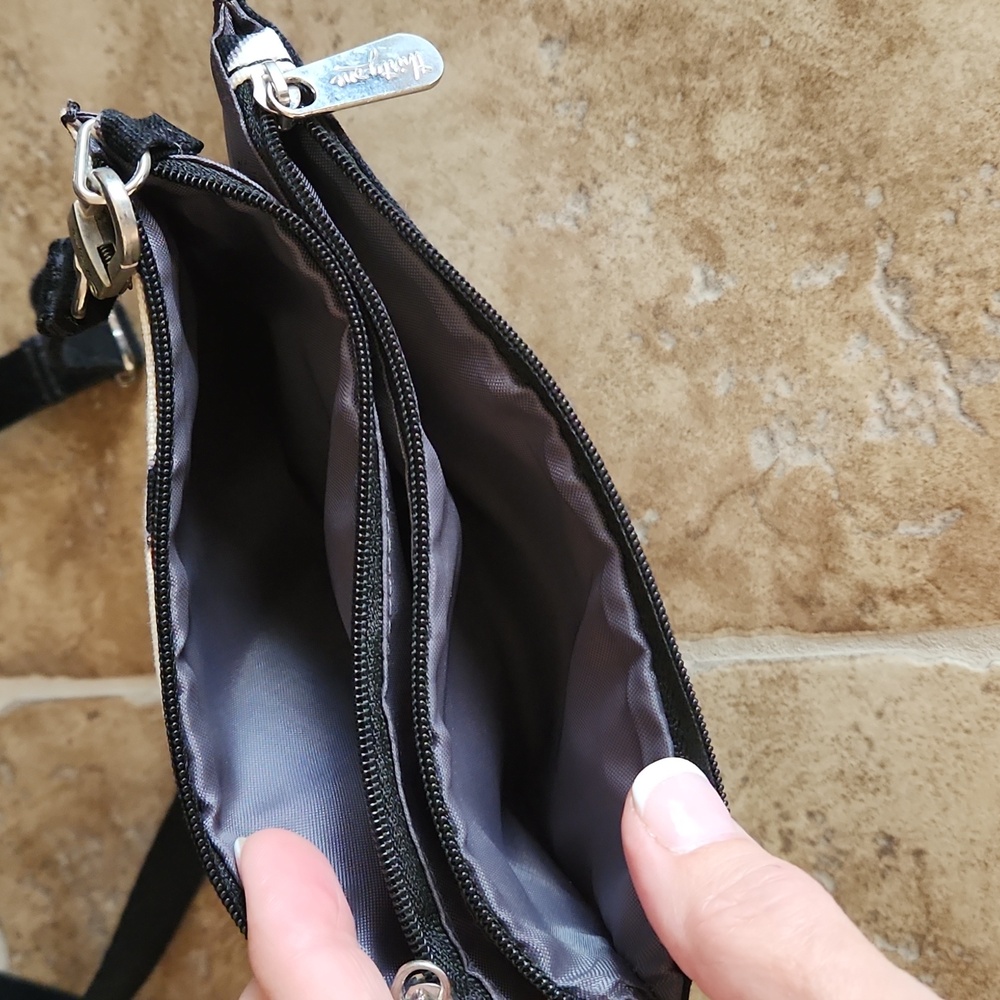 Thirty-One black and white crossbody purse with adjustable strap - Picture 3 of 8